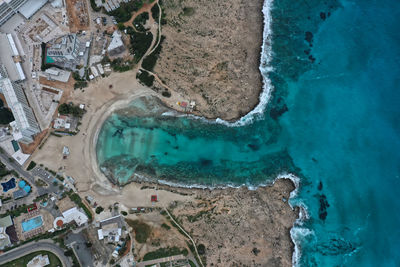 High angle view of rocky  each and bay ayia napa 