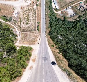 High angle view of cars on road in city