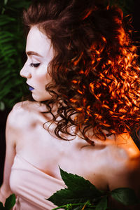 Beautiful redhead woman wearing make-up