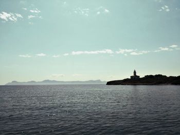 View of lighthouse at sea