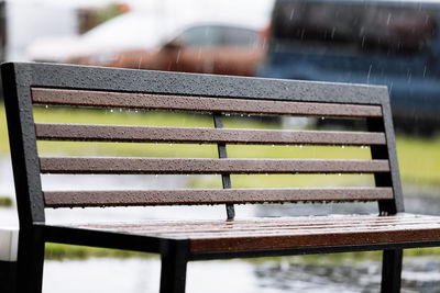 Close-up of wooden bench