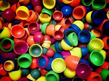 Full frame shot of colorful bowls