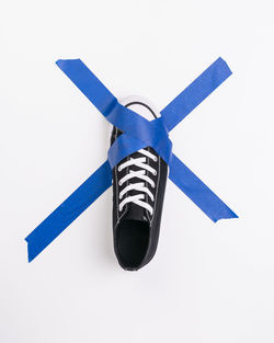 High angle view of toy against white background