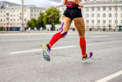 Man running on road