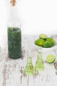 Close-up of drink served on table