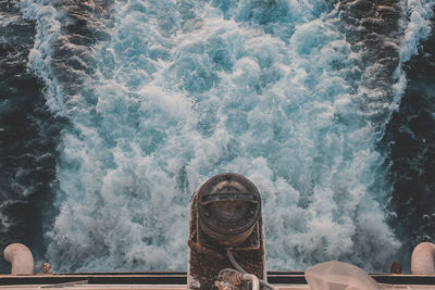 High angle view of river seen through bridge