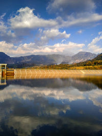 Scenic view of lake against sky