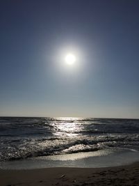 Scenic view of sea against clear sky