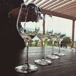 Close-up of beer glass on table