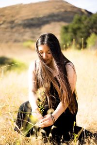 Young woman looking away