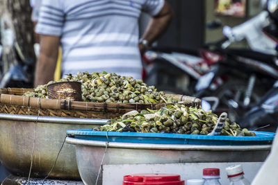 View of vegetables for sale at market stall