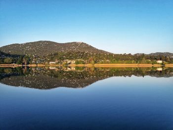 Reflection of mountain in lake against sky