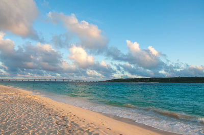 Scenic view of beach against sky