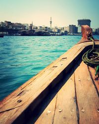 View of city by sea against sky