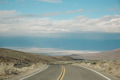 Scenic view of road by landscape against sky