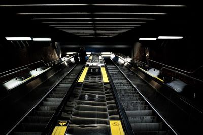 High angle view of escalator at subway station