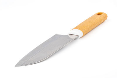 High angle view of piano against white background