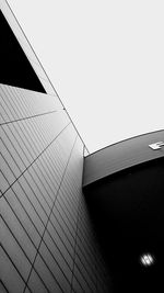 Low angle view of modern building against clear sky