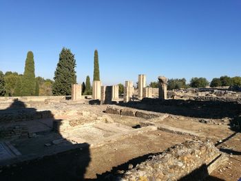 View of old ruins against clear sky