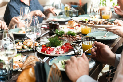 Festive lunch at the restaurant - people eating