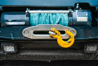 Winch on sports utility vehicle