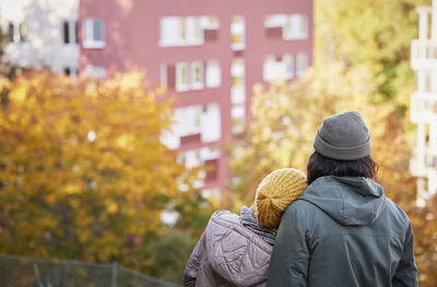 Happy couple in autumn scenery