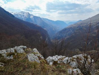 Scenic view of mountains against sky