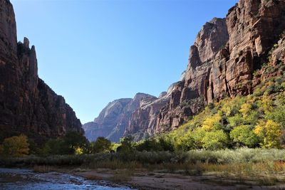 Scenic view of mountains against clear sky