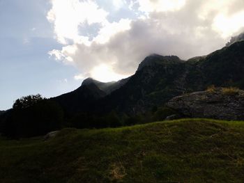 Scenic view of mountains against sky