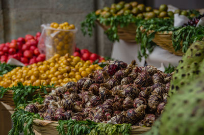 Close-up of fruits for sale in market