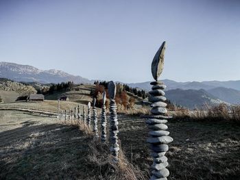 View of horse on field against sky