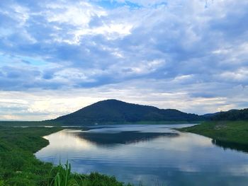 Scenic view of lake against sky