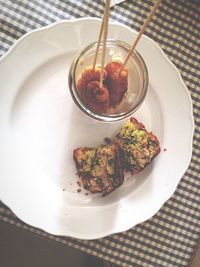 Close-up of food served in plate