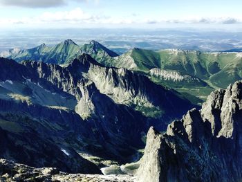 Panoramic view of mountains against sky