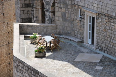 Terrace with table and chairs in dubrovnik