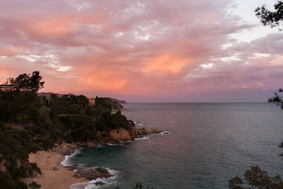 Scenic view of sea at sunset