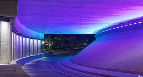 Illuminated modern building at night