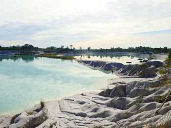 Scenic view of lake against sky