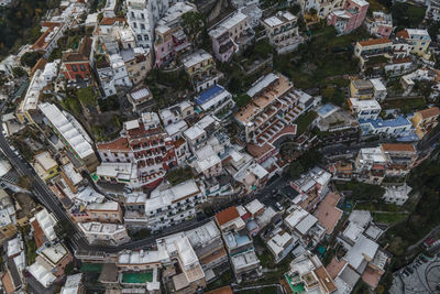 High angle view of buildings in city