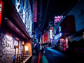 View of city street at night