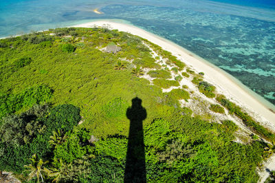 High angle view of shadow on beach