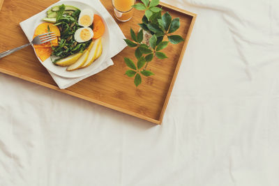 High angle view of food on cutting board