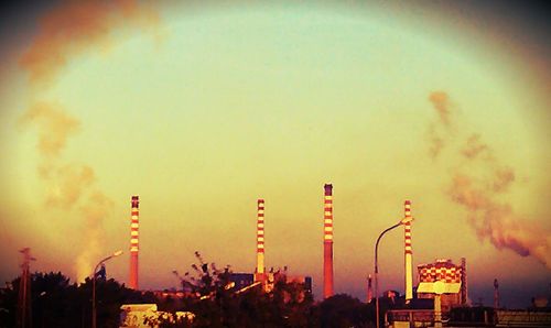 View of city at sunset