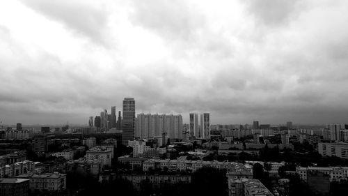 High angle view of buildings against sky in city