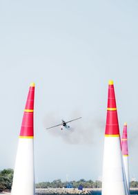 Low angle view of airplane flying in sky