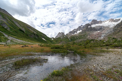 Scenic view of mountains against sky