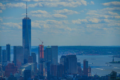 High angle view of cityscape against sky