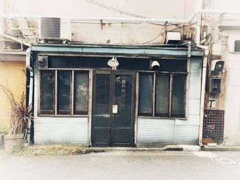 Closed door of old building