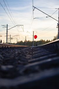 Surface level of balloon on railroad track