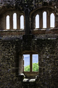 Low angle view of old ruin building